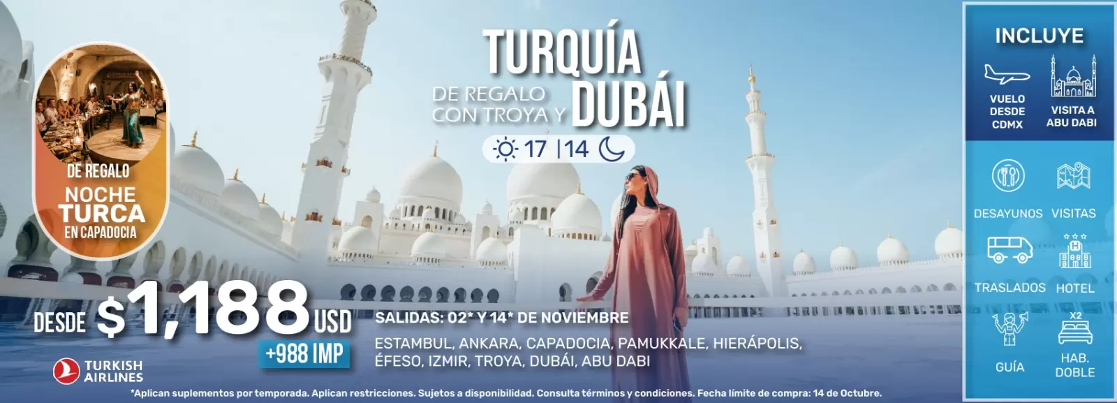 turquia de regalo con troya y dubai