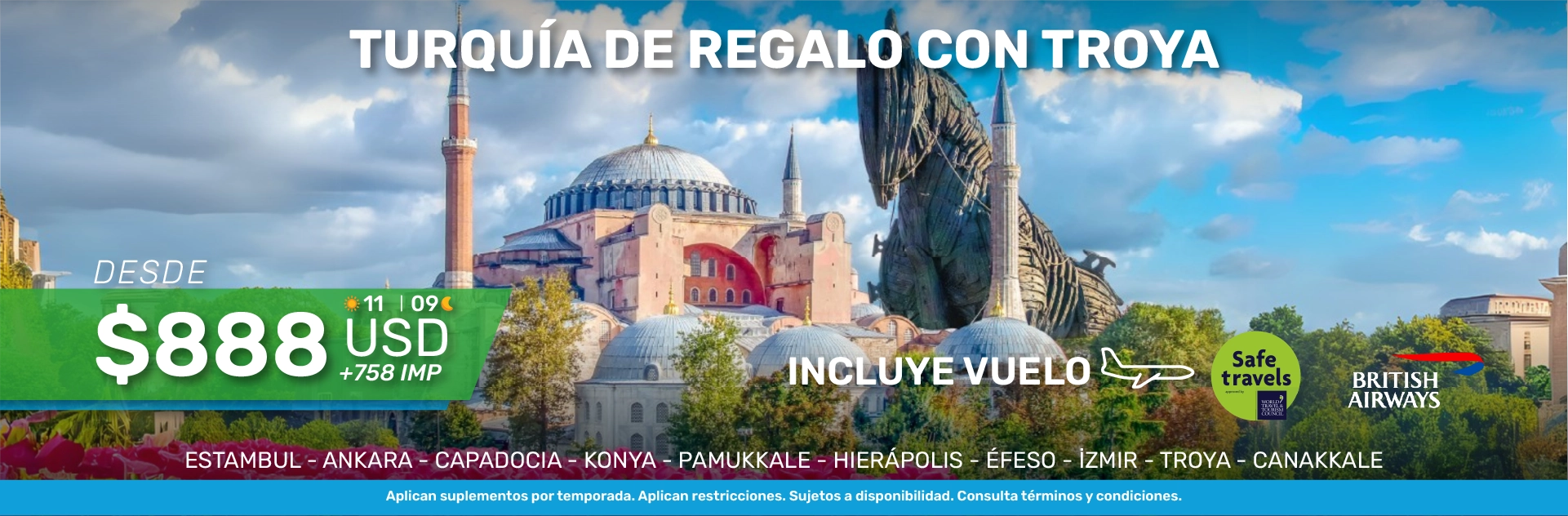 TURQUIA DE REGALO CON TROYA (BA)  DESDE CANCÚN