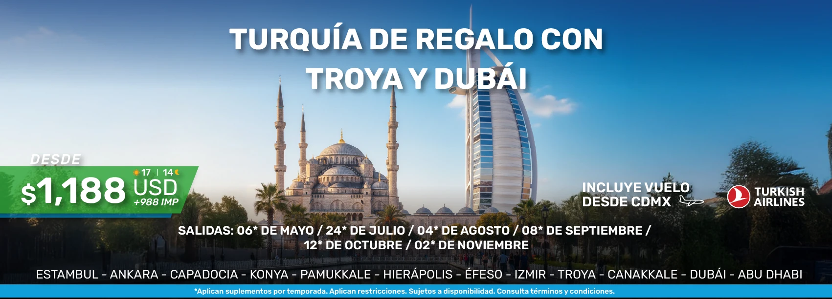 turquia de regalo con troya y dubai