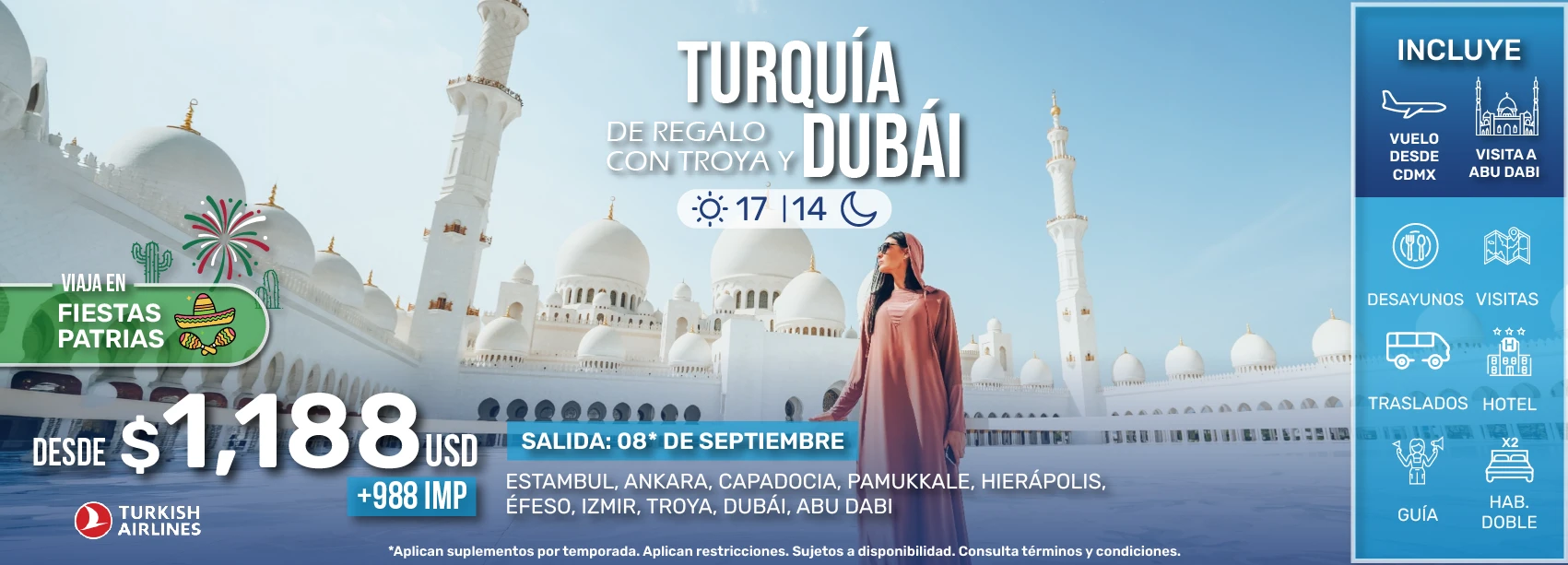 turquia de regalo con troya y dubai